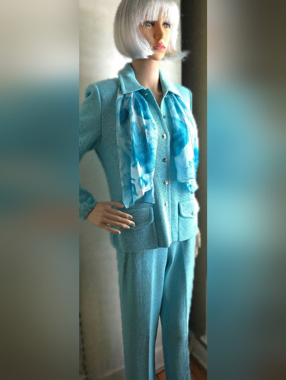 Vintage St. John Collection SeaBreeze Knit 3pc Pants Suit Set NWT 4/6